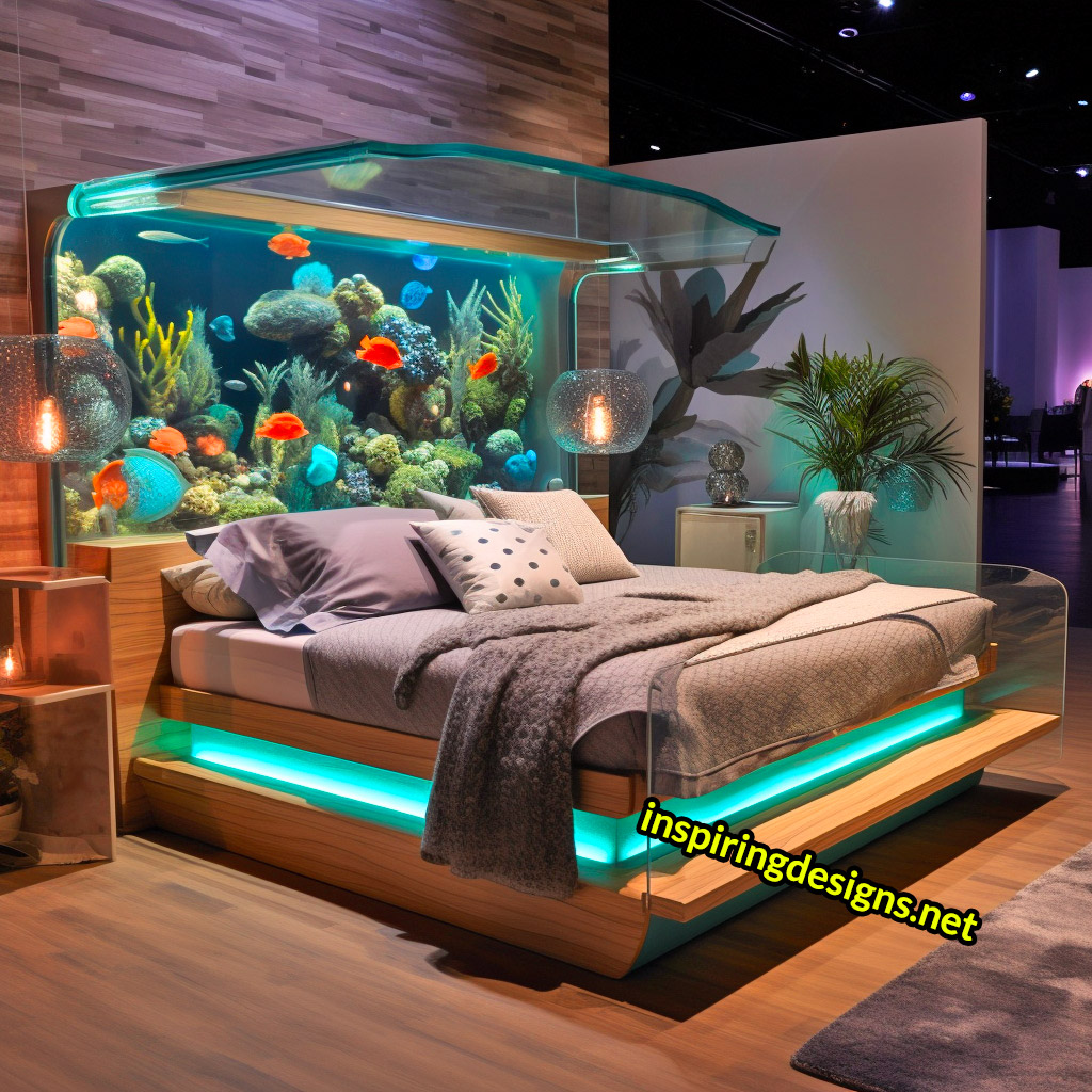 Aquarium Beds With Fish Aquarium Built into bed frame