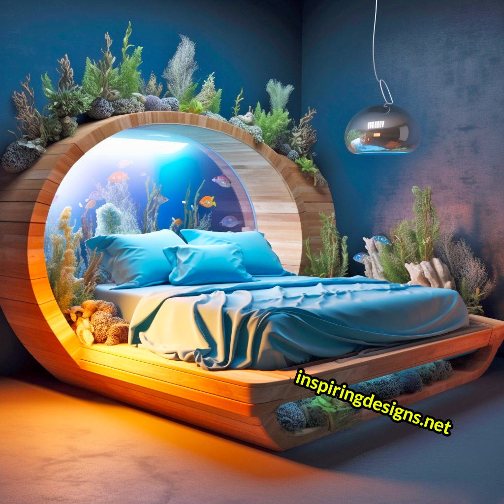 Aquarium Beds With Fish Aquarium Built into bed frame