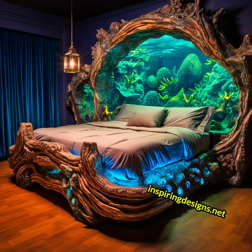 Aquarium Beds With Fish Aquarium Built into bed frame