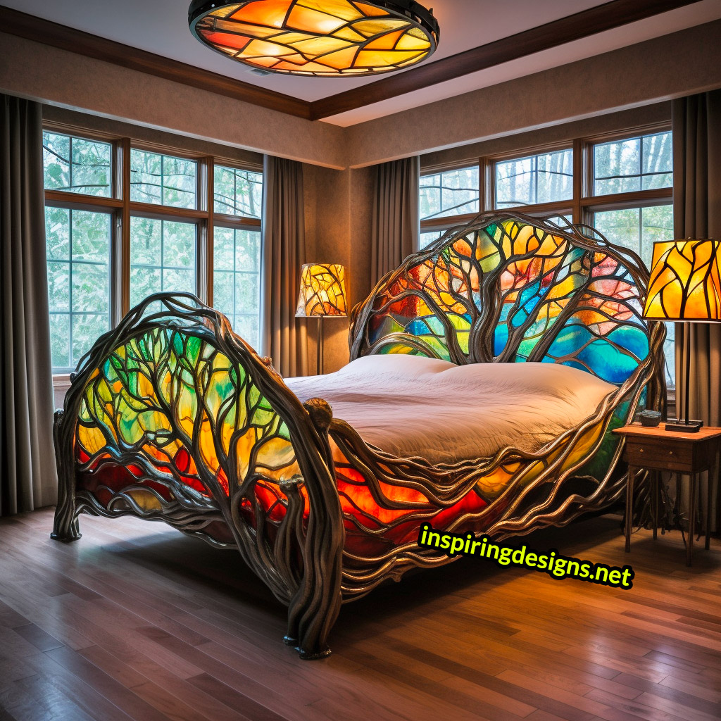 Giant Stained Glass Tree Of Life Bed Frame