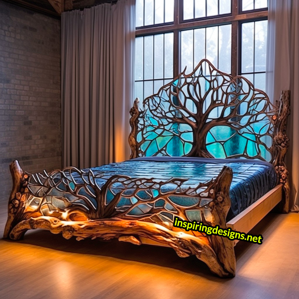 Giant Stained Glass Tree Of Life Bed Frame