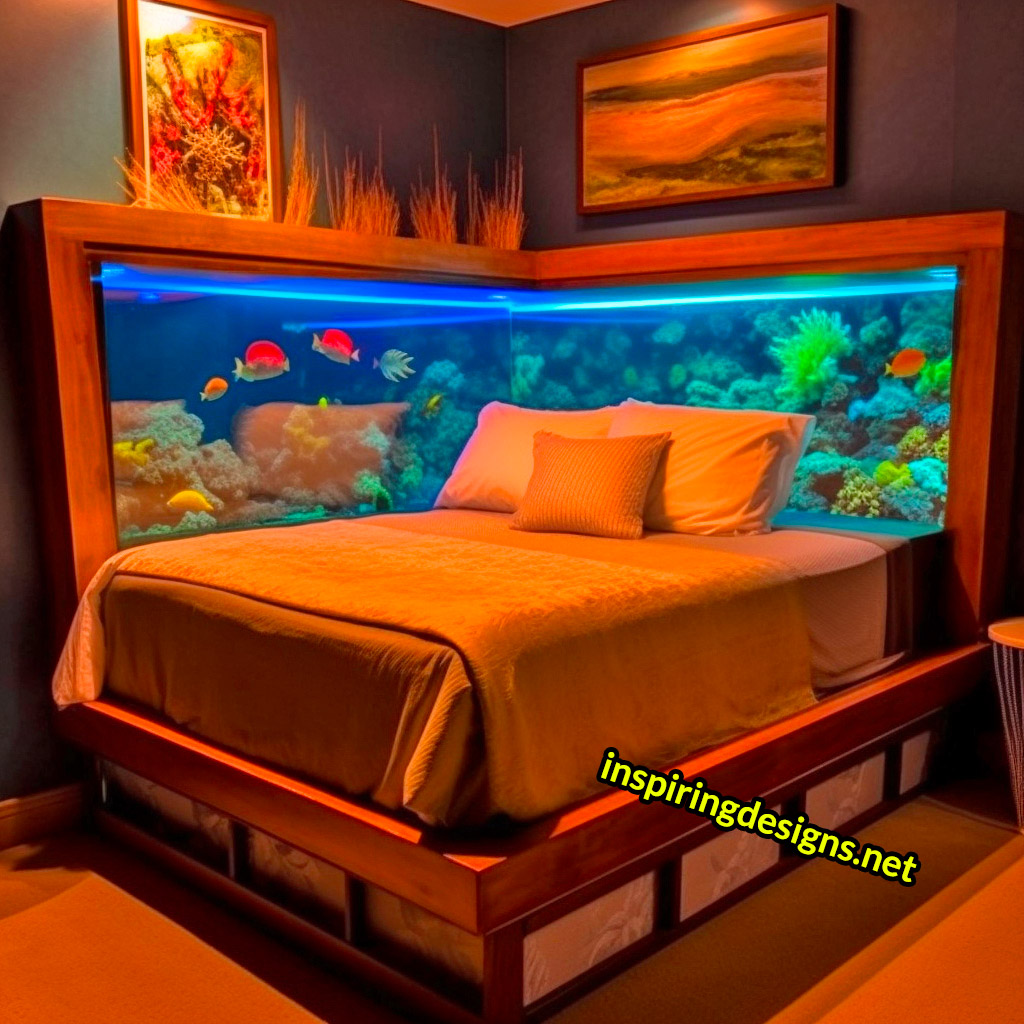 Aquarium Beds With Fish Aquarium Built into bed frame