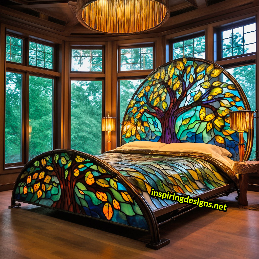 Giant Stained Glass Tree Of Life Bed Frame