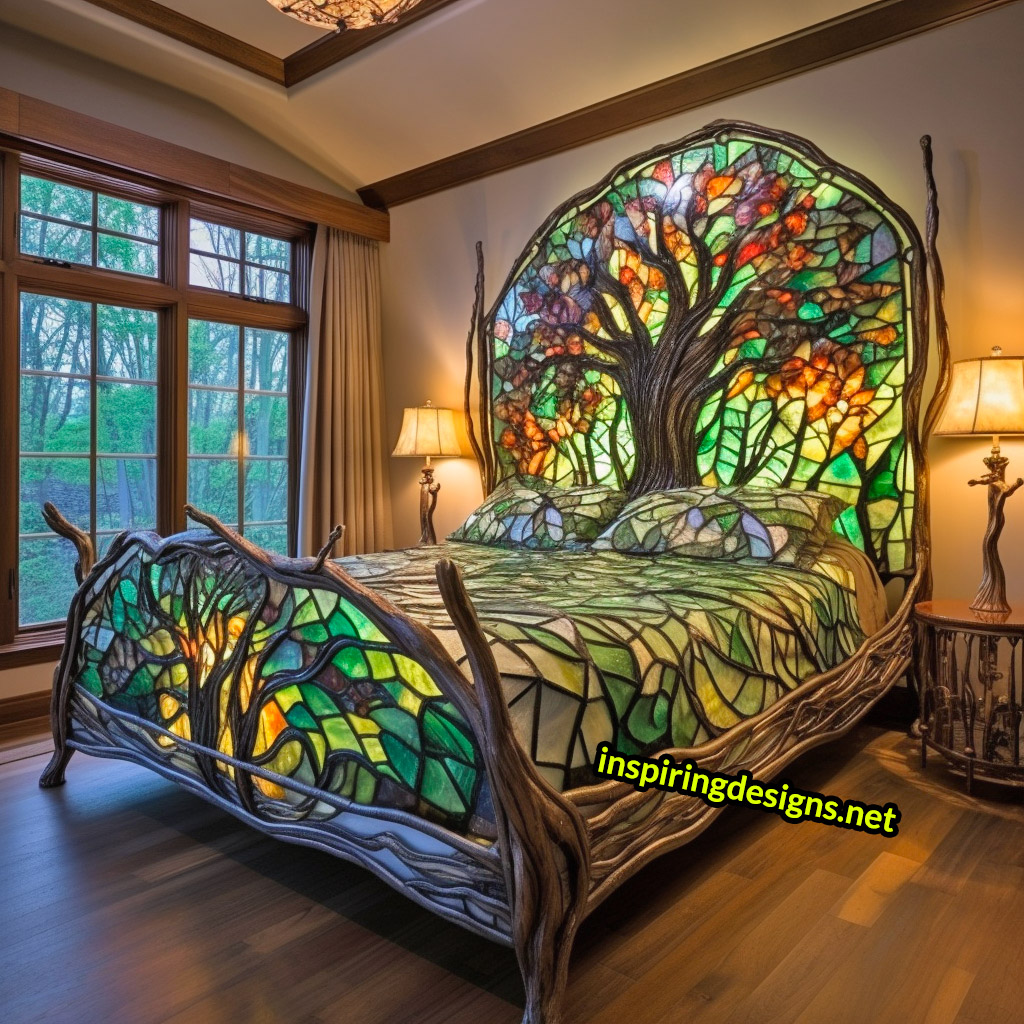 Giant Stained Glass Tree Of Life Bed Frame