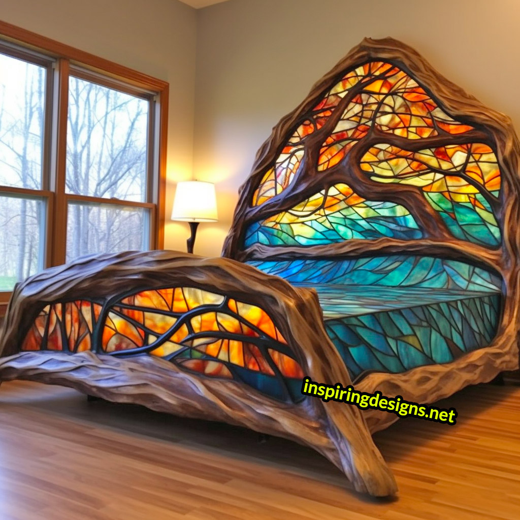 Giant Stained Glass Tree Of Life Bed Frame