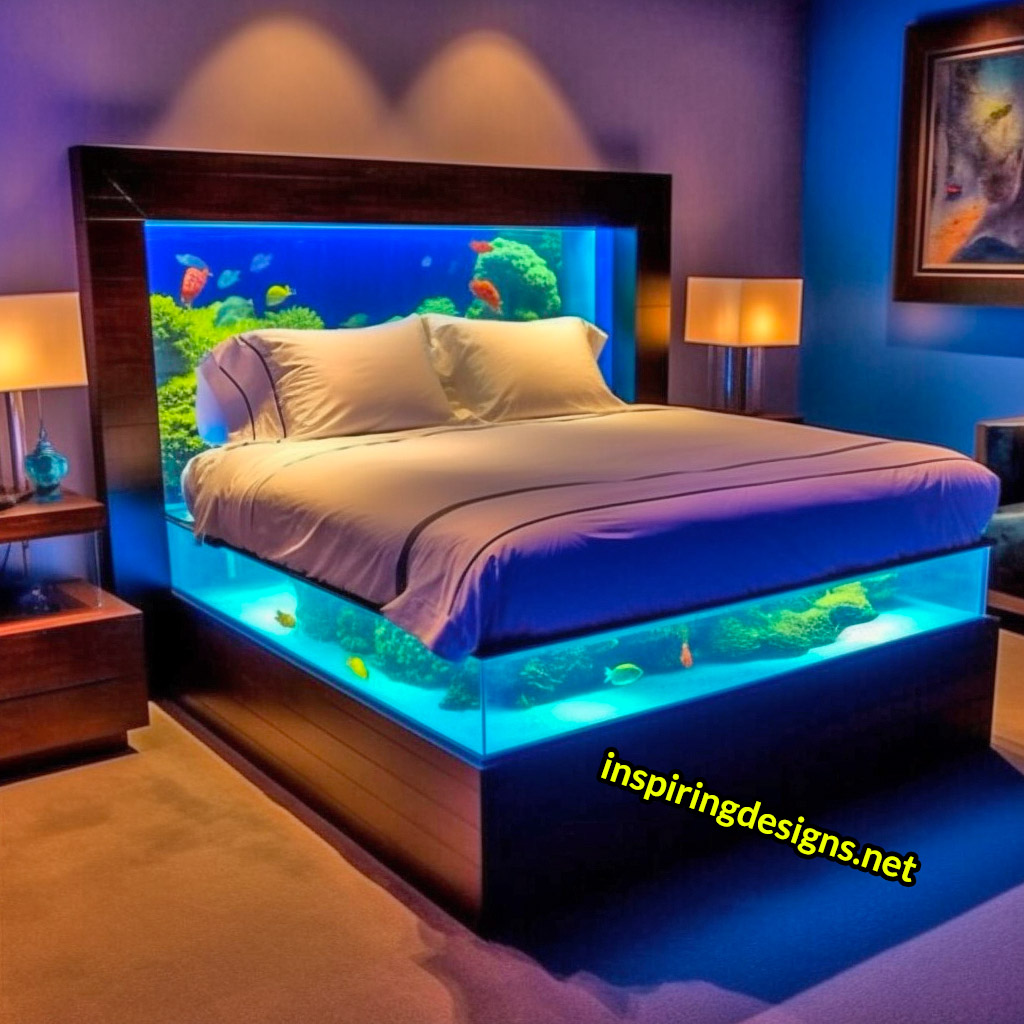 Aquarium Beds With Fish Aquarium Built into bed frame