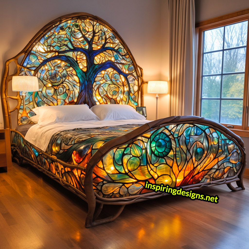 Giant Stained Glass Tree Of Life Bed Frame