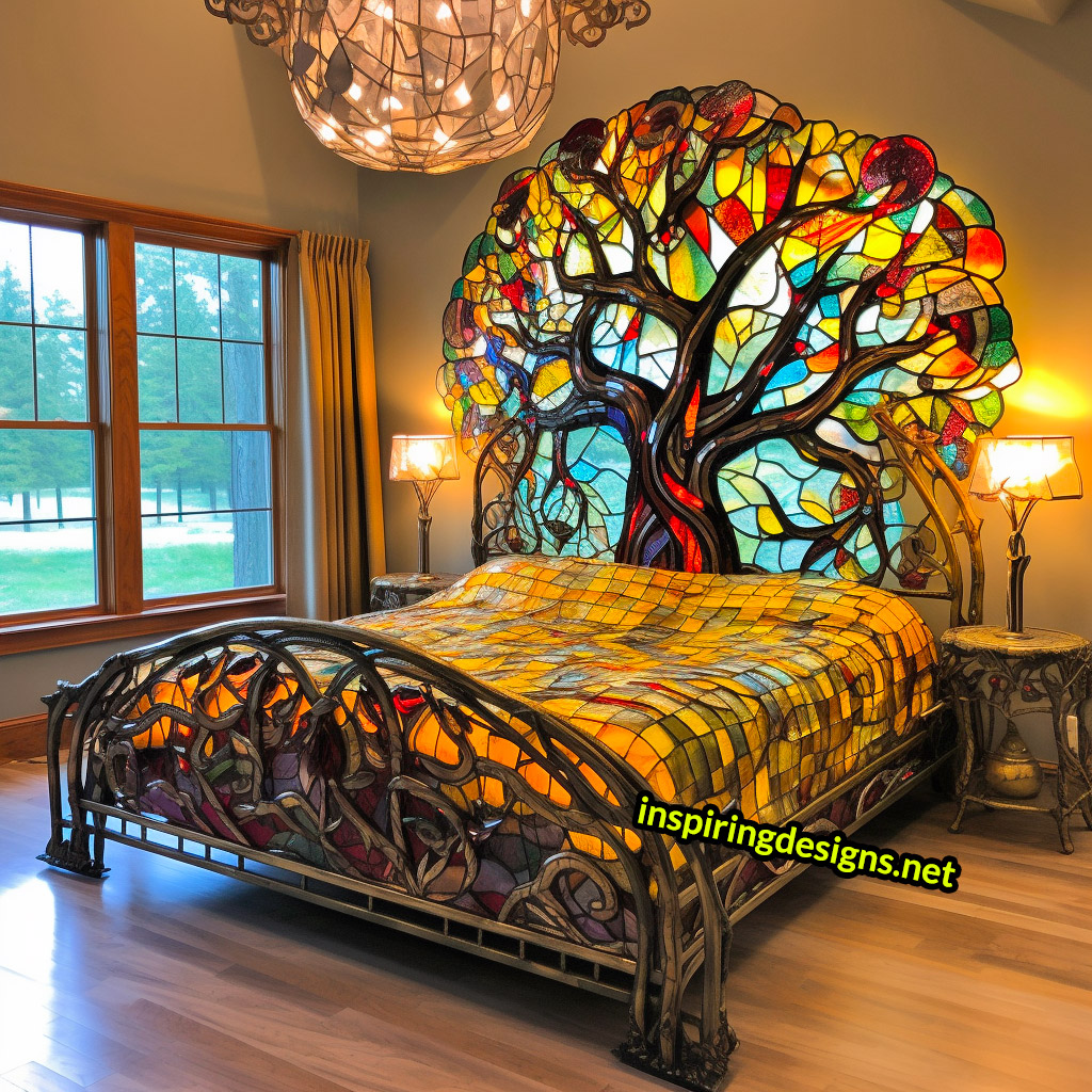 Giant Stained Glass Tree Of Life Bed Frame