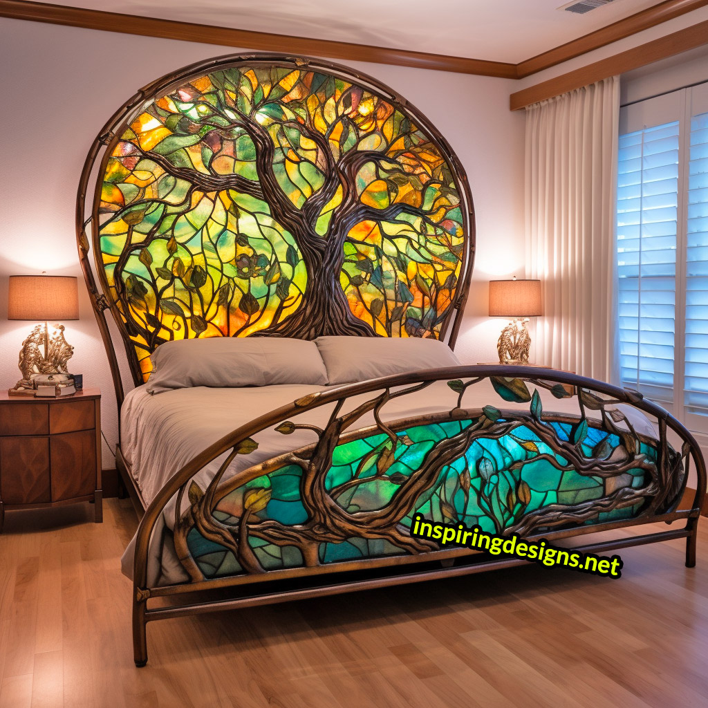 Giant Stained Glass Tree Of Life Bed Frame