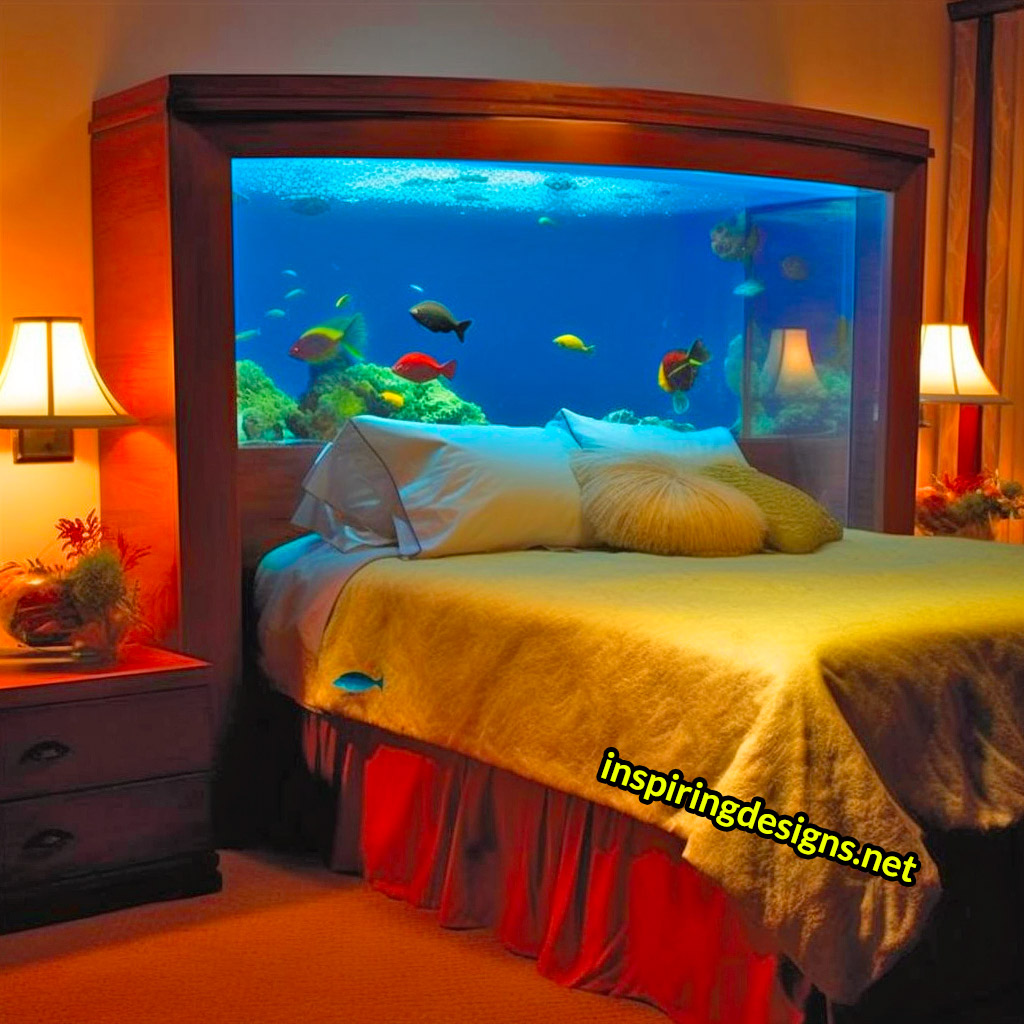 Aquarium Beds With Fish Aquarium Built into bed frame