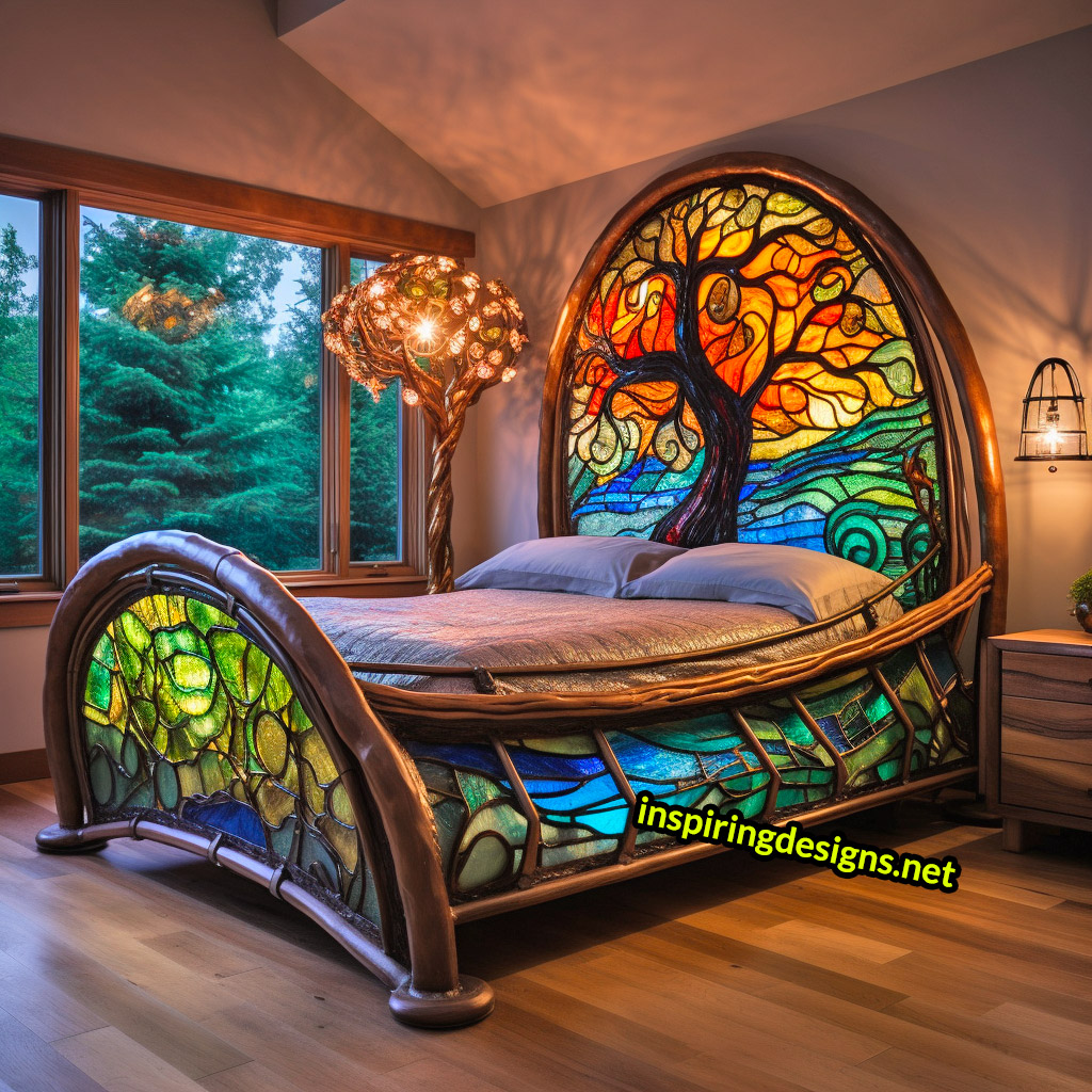 Giant Stained Glass Tree Of Life Bed Frame