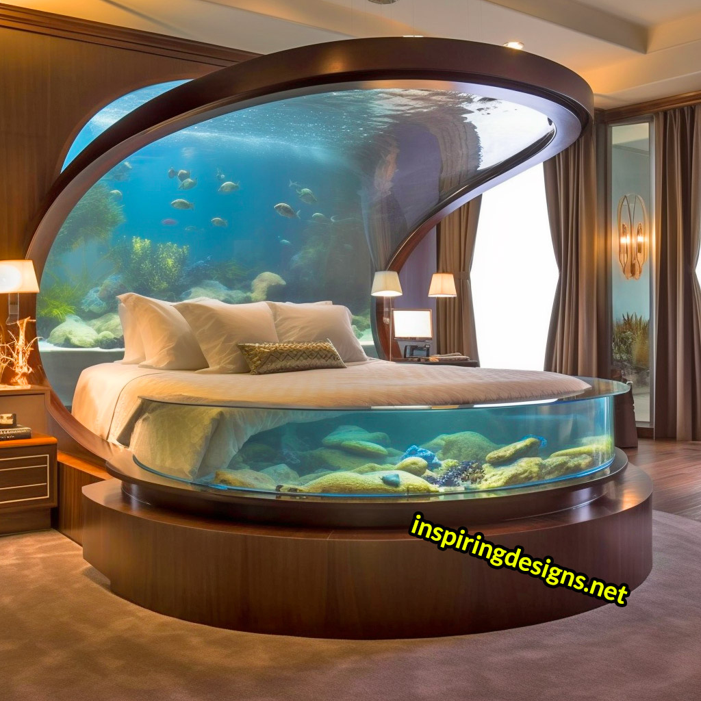 Aquarium Beds With Fish Aquarium Built into bed frame