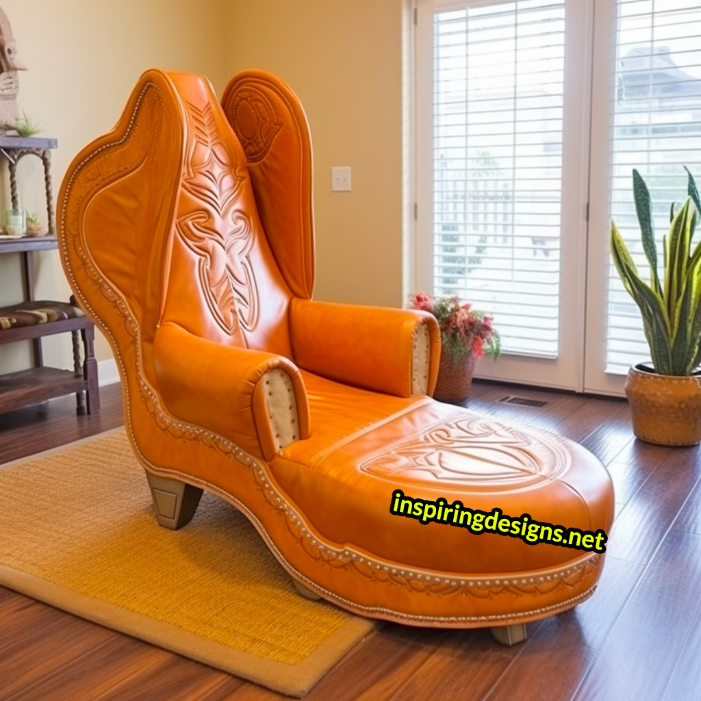 Giant Cowboy Boot Chair With Ottoman