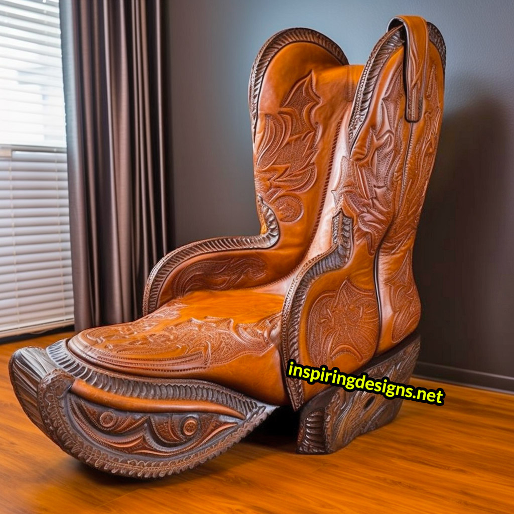 Giant Cowboy Boot Chair With Ottoman