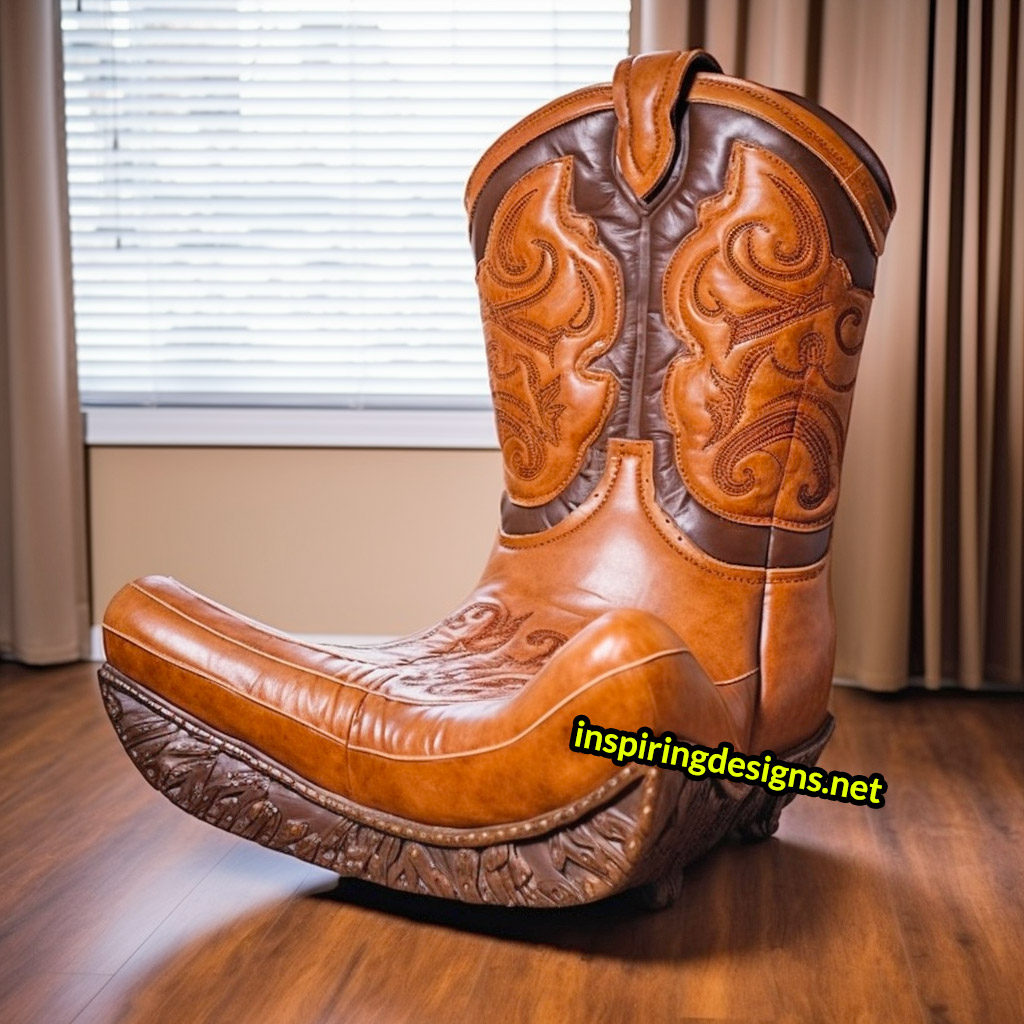 Giant Cowboy Boot Chair With Ottoman
