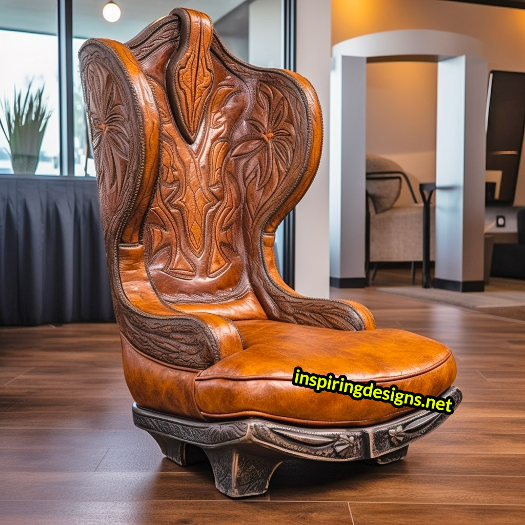 Giant Cowboy Boot Chair With Ottoman