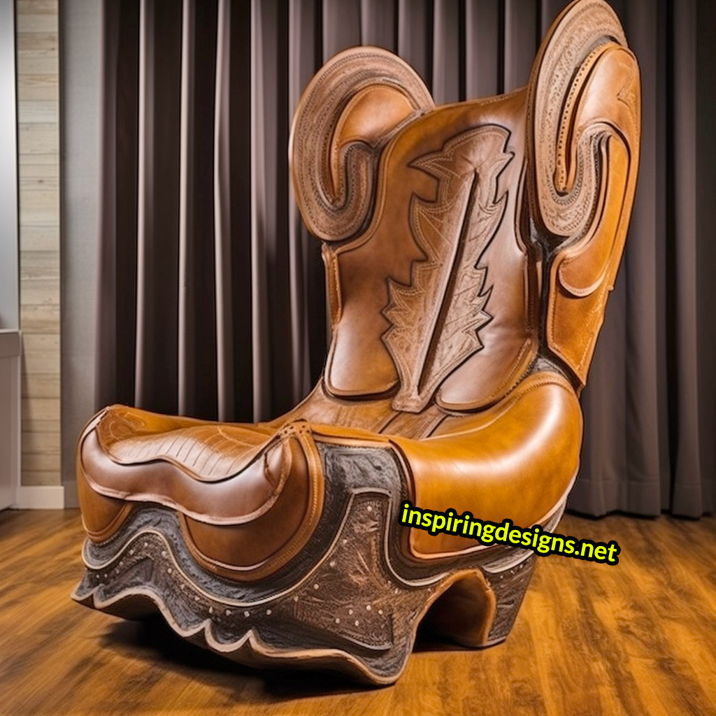 Giant Cowboy Boot Chair With Ottoman