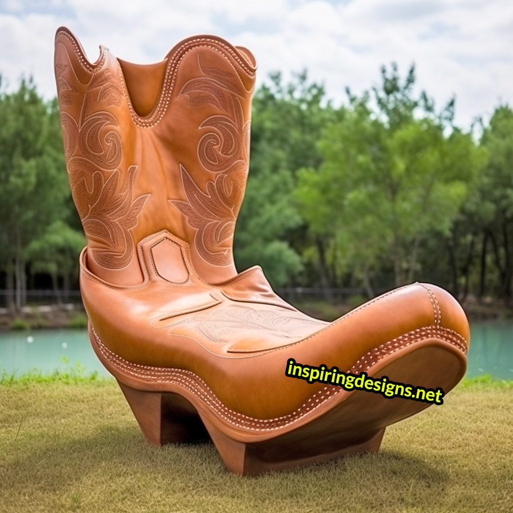 Giant Cowboy Boot Chair With Ottoman