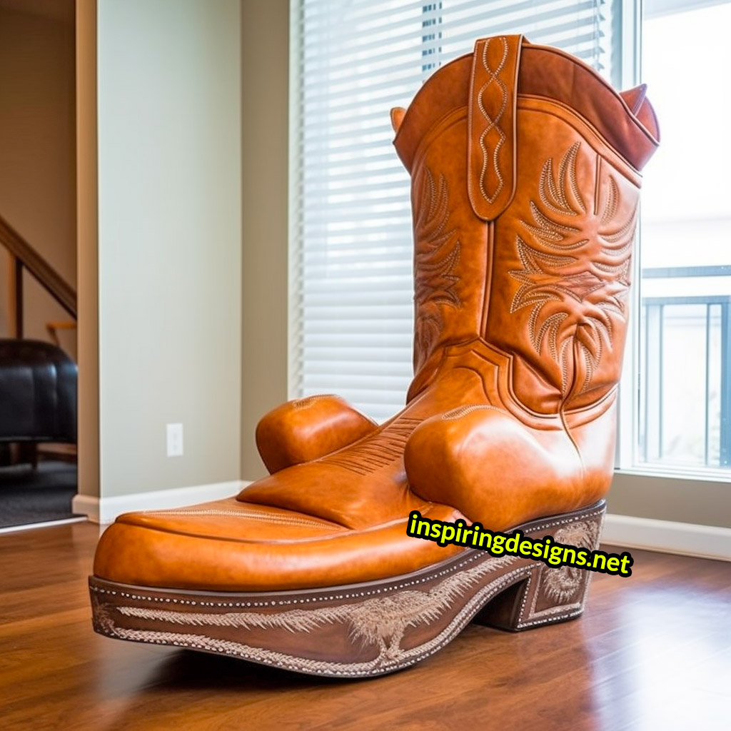 Giant Cowboy Boot Chair With Ottoman