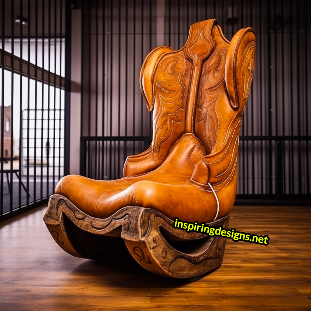 Giant Cowboy Boot Chair With Ottoman