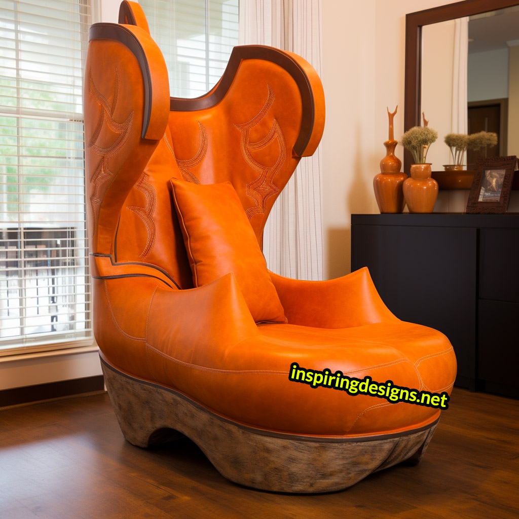 Giant Cowboy Boot Chair With Ottoman