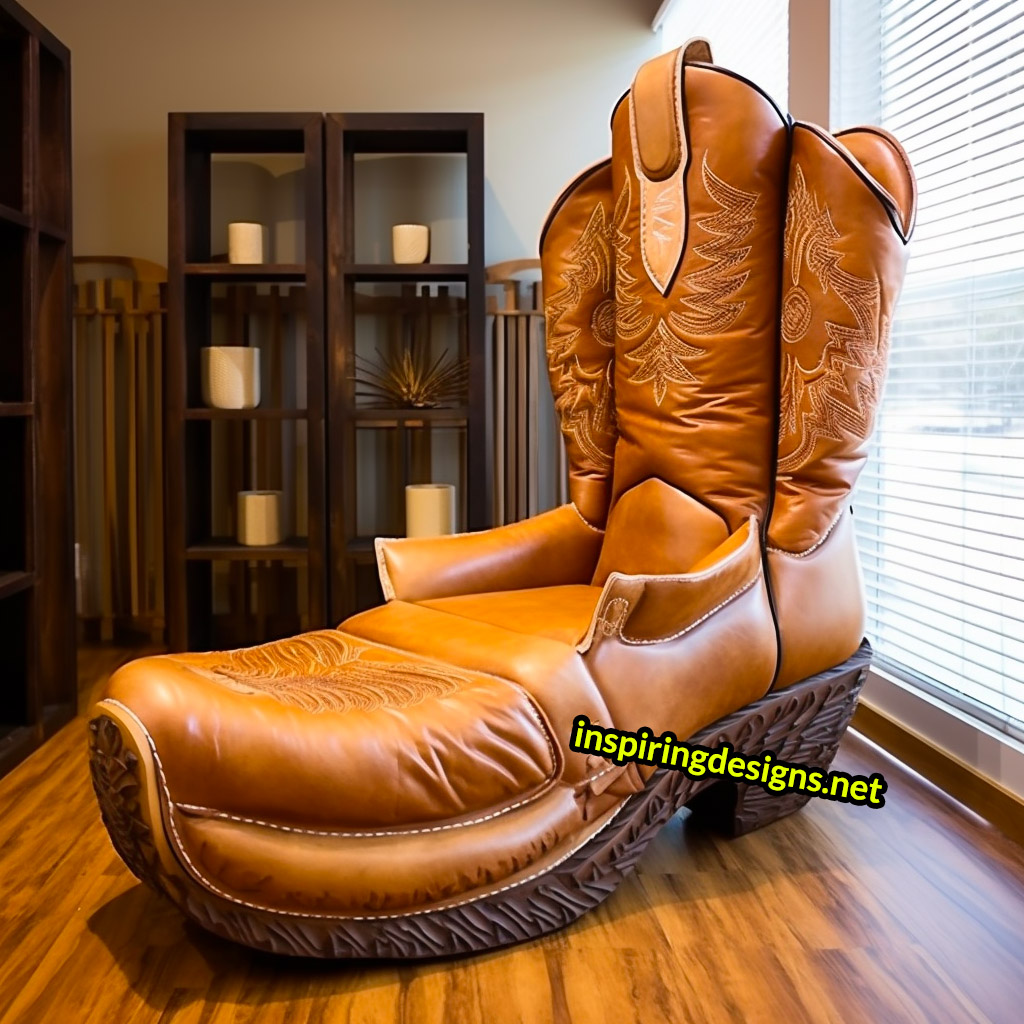 Giant Cowboy Boot Chair With Ottoman