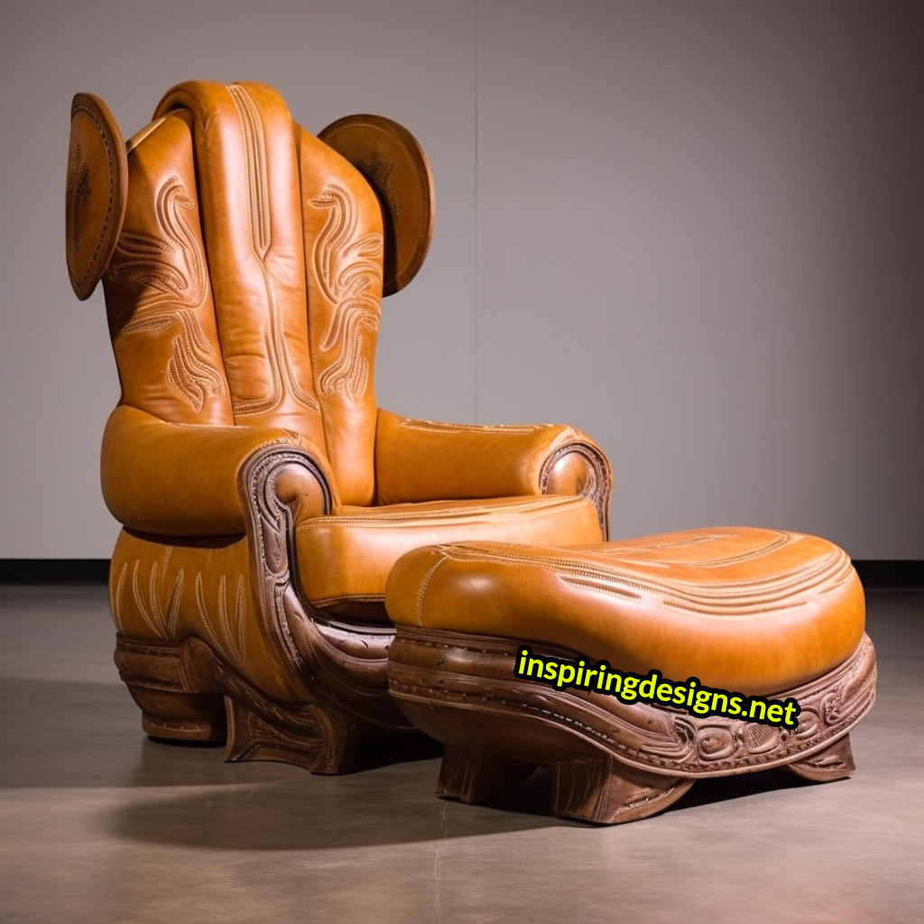 Giant Cowboy Boot Chair With Ottoman