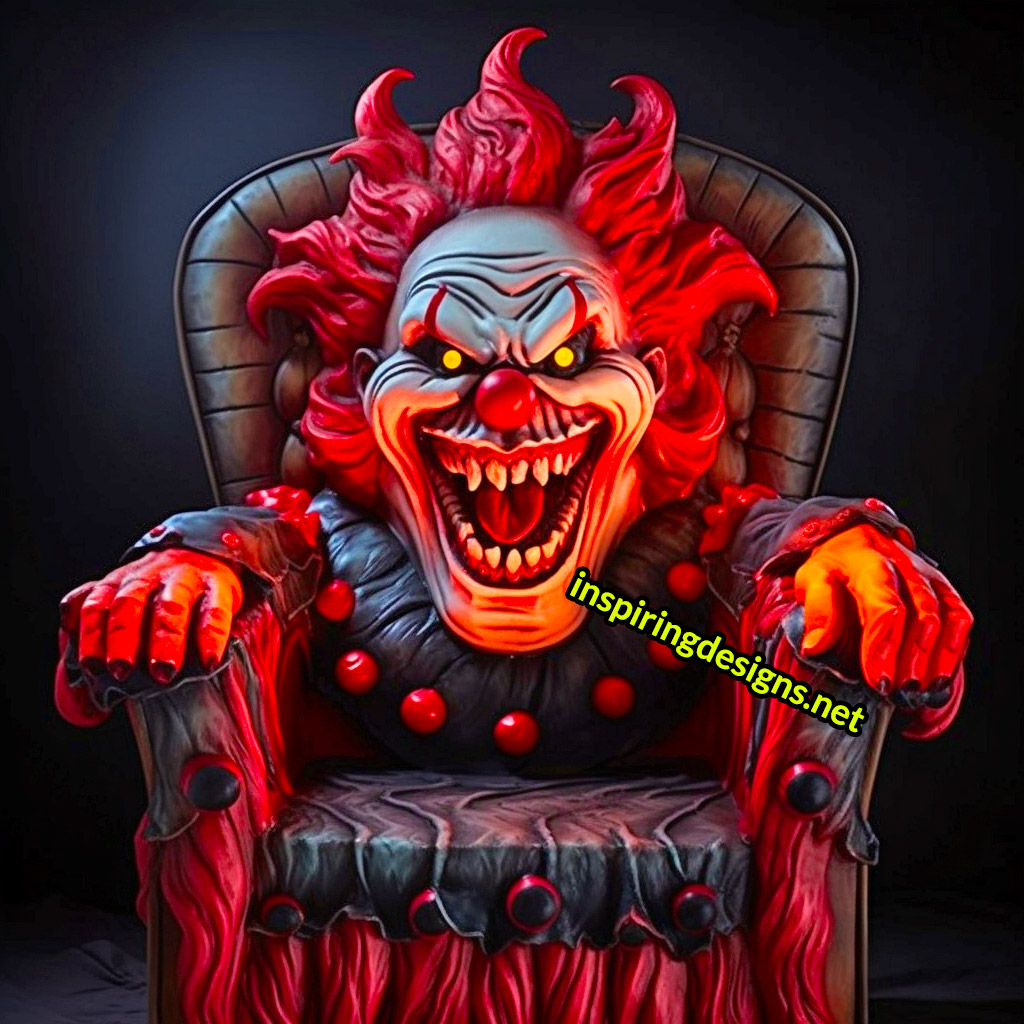 Illuminated Halloween Porch Chairs - Creepy Clown Chair