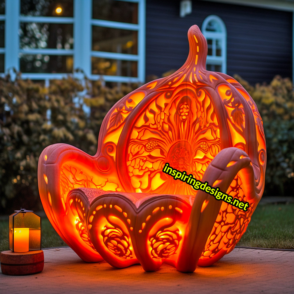 Illuminated Halloween Porch Chairs - Pumpkin Chair