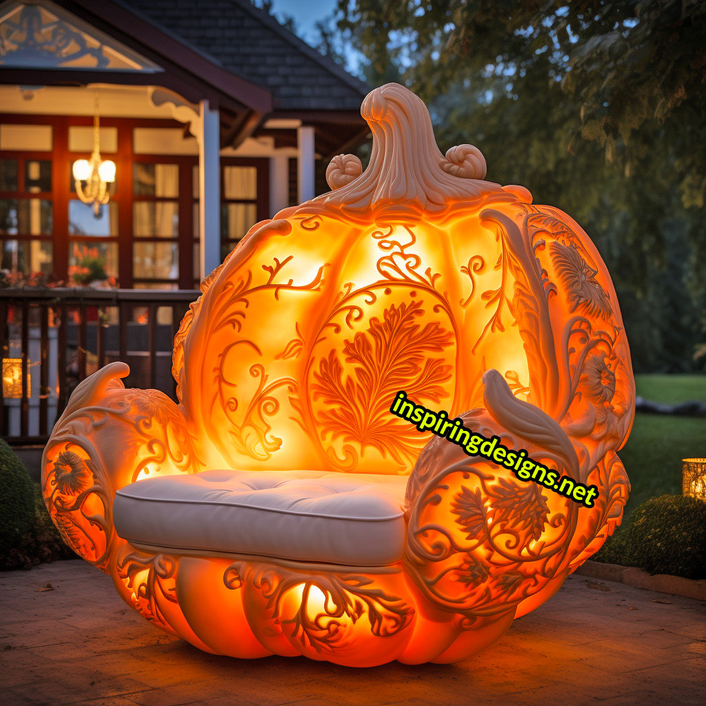 Illuminated Halloween Porch Chairs - Pumpkin Chair