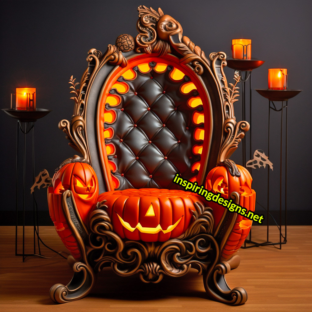 Illuminated Halloween Porch Chairs - Pumpkin Chair