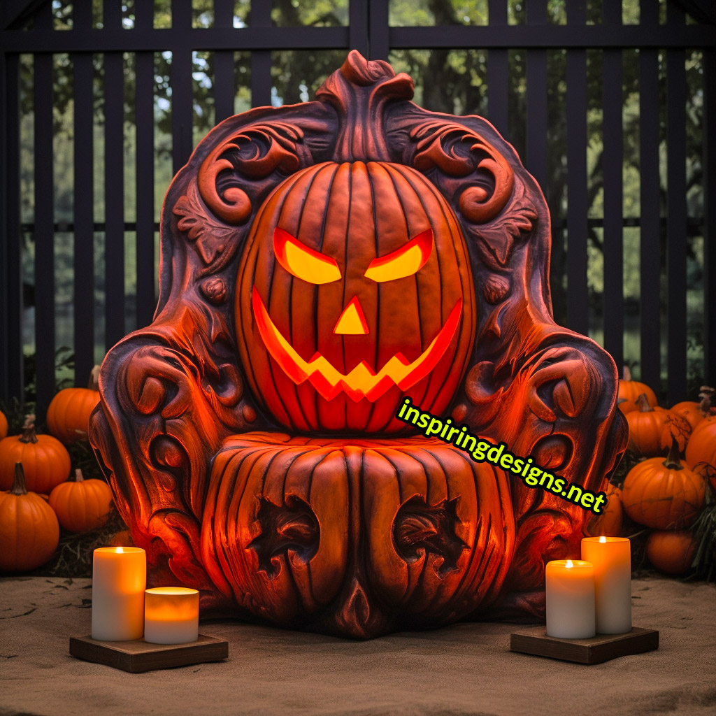 Illuminated Halloween Porch Chairs - Jack-o-lantern Chair