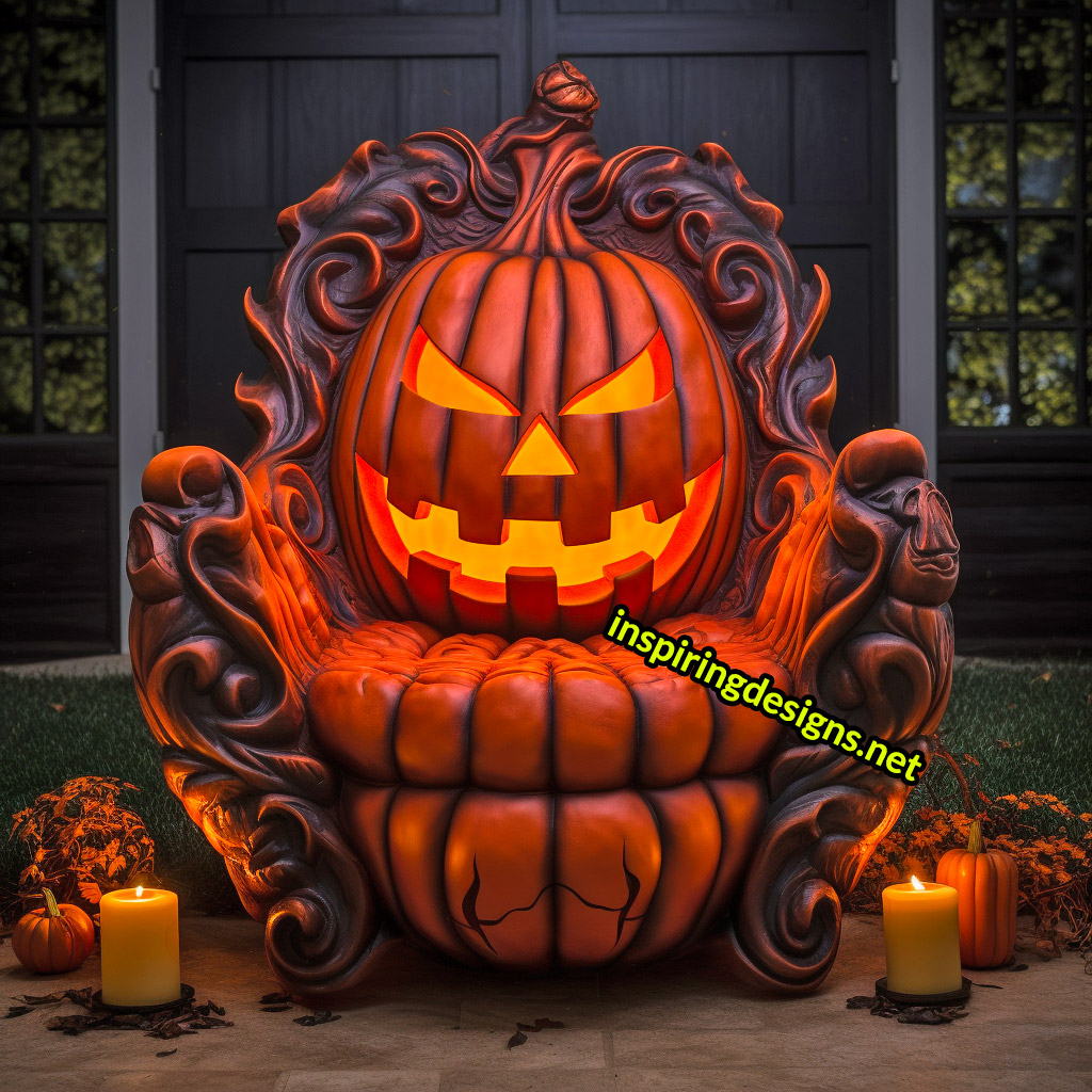 Illuminated Halloween Porch Chairs - Jack-o-lantern Chair