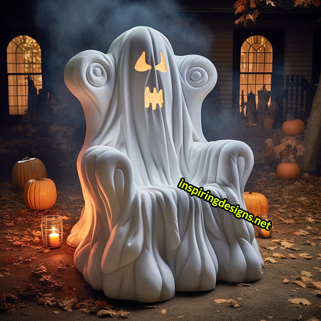 Illuminated Halloween Porch Chairs - Ghost Chair