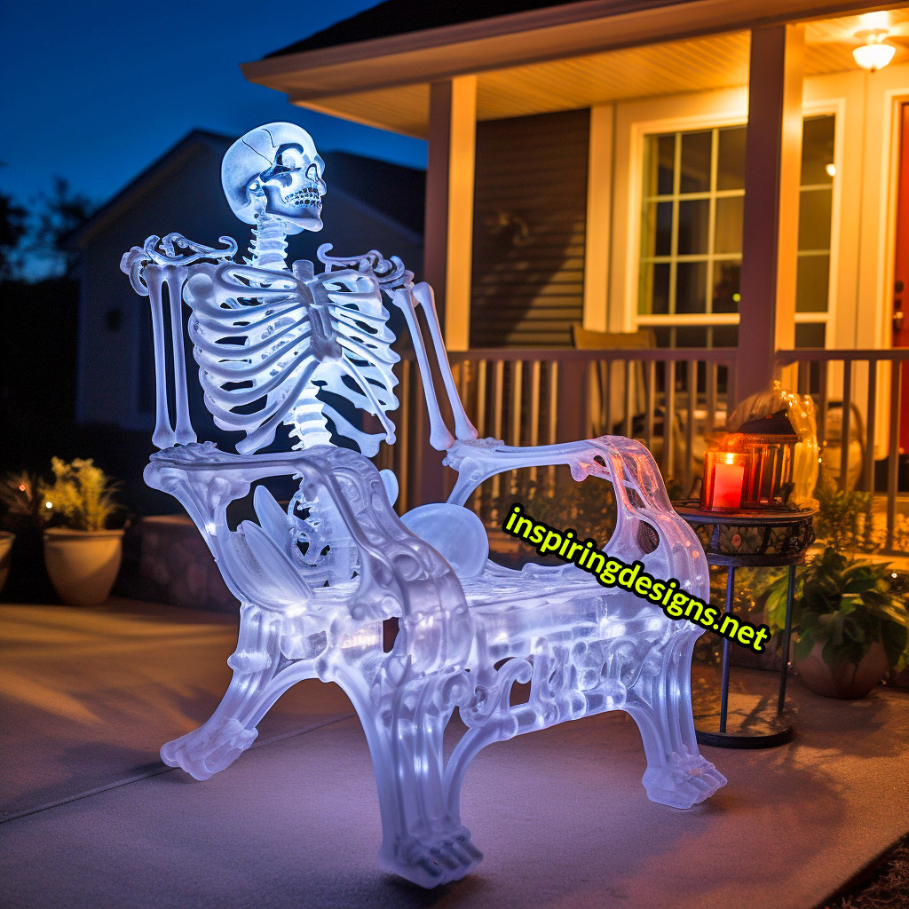 Illuminated Halloween Porch Chairs - Skeleton Chair