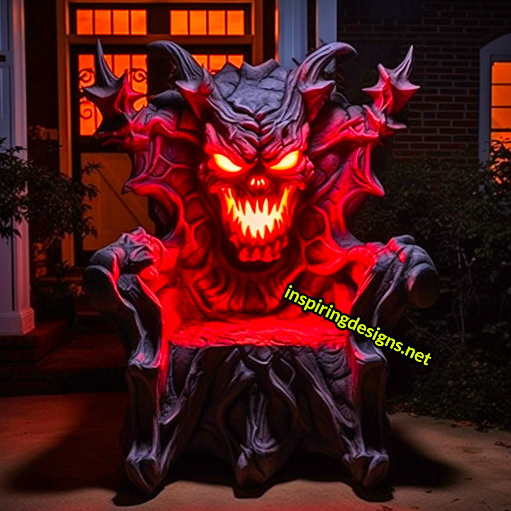 Illuminated Halloween Porch Chairs - Demon Chair