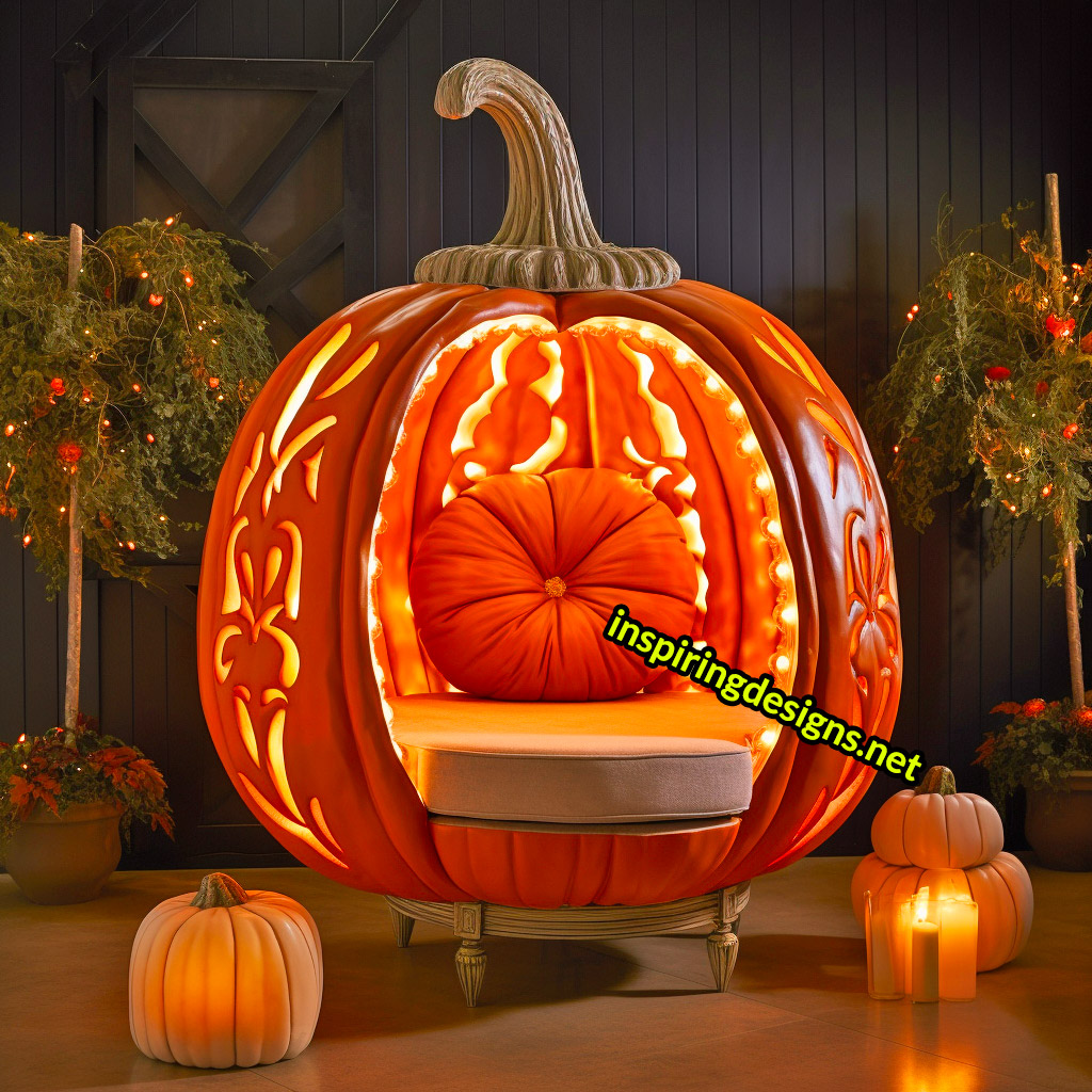 Illuminated Halloween Porch Chairs - Pumpkin Chair