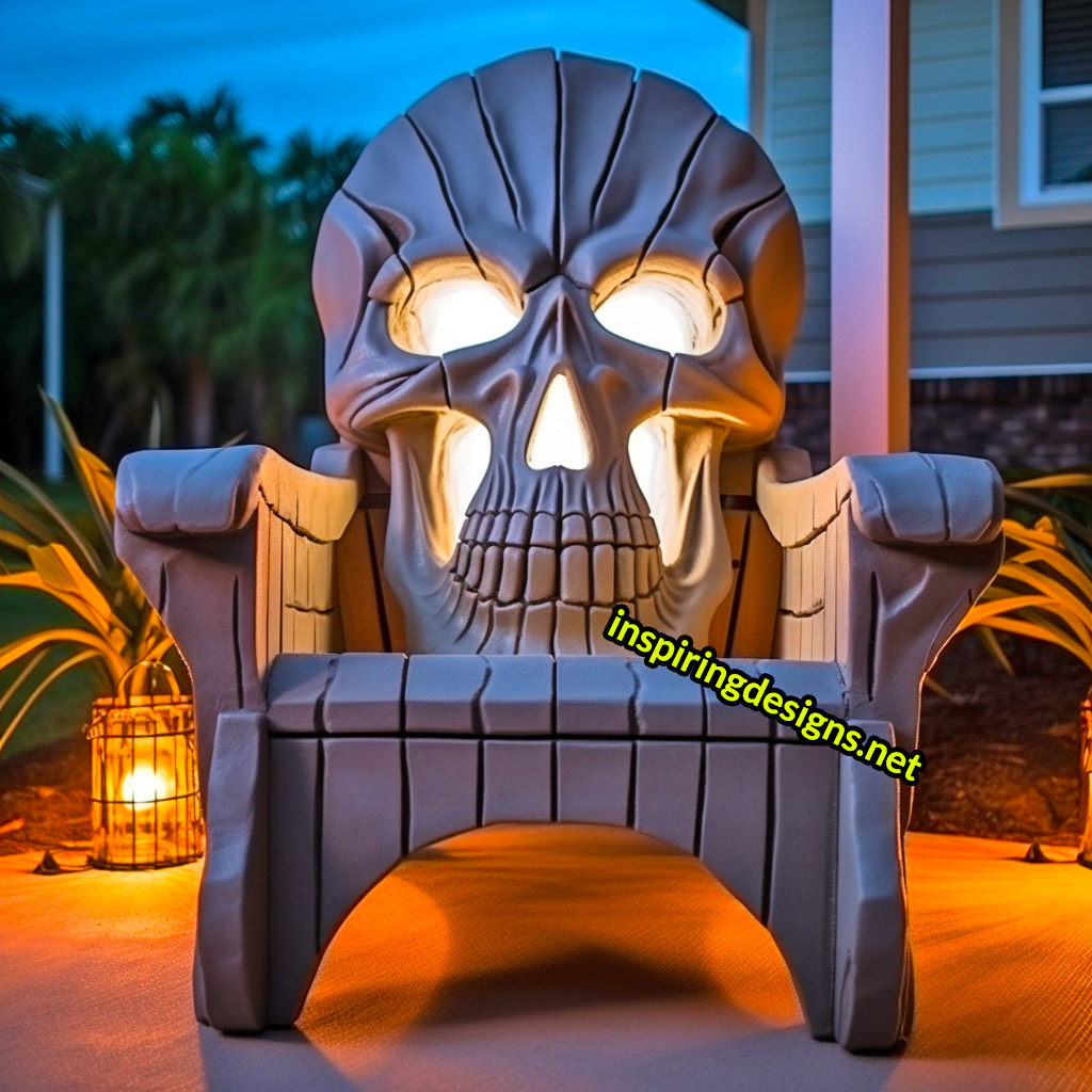 Illuminated Halloween Porch Chairs - Skull Chair