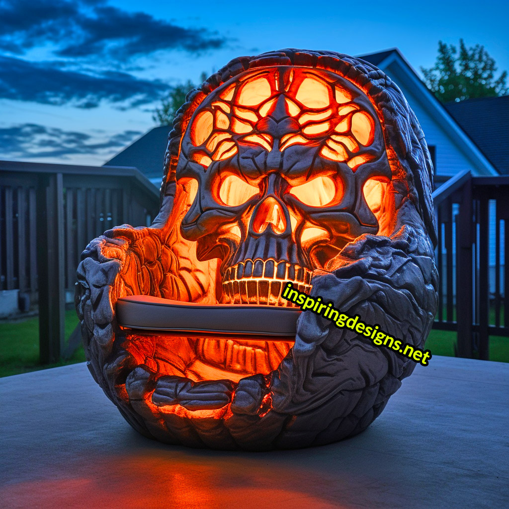 Illuminated Halloween Porch Chairs - Skull Chair