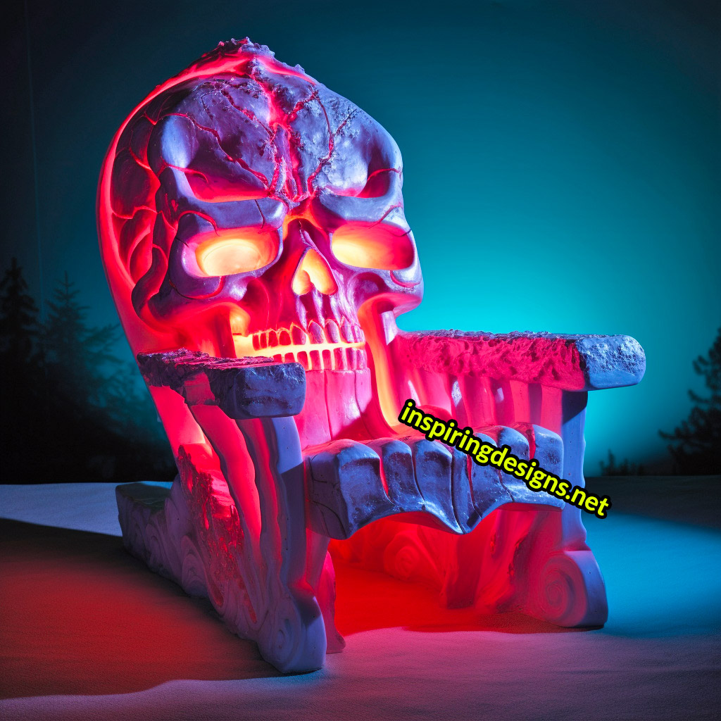 Illuminated Halloween Porch Chairs - Skull Chair