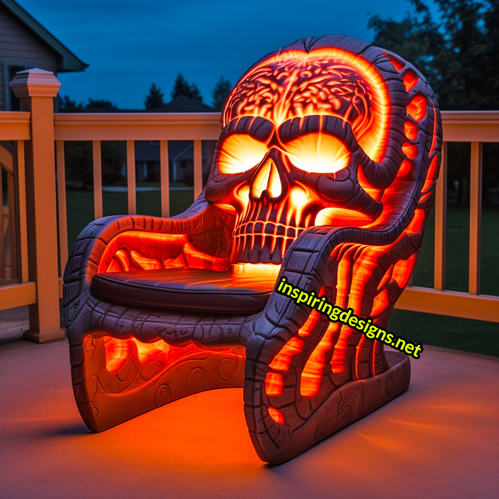 Illuminated Halloween Porch Chairs - Skull Chair