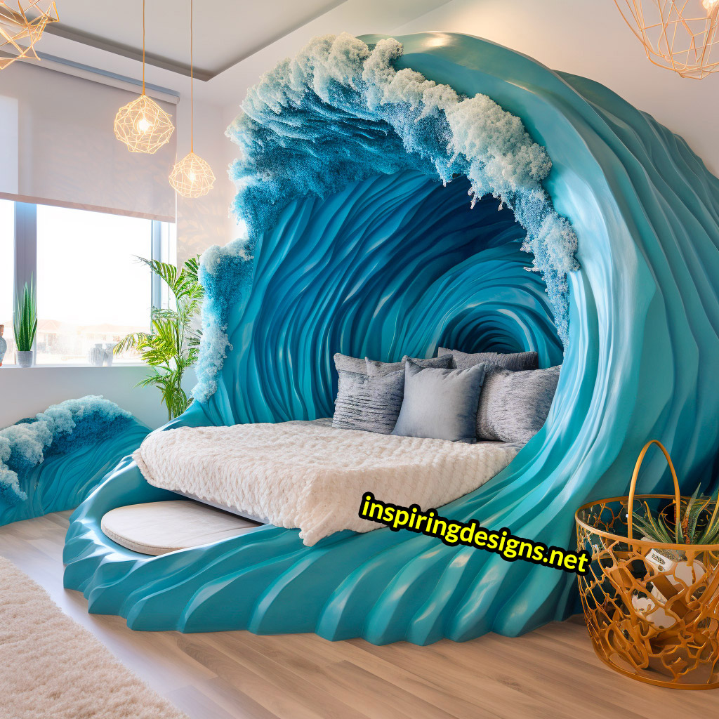 Giant Sea Animal Shaped Kids Beds - Ocean waves shaped bed