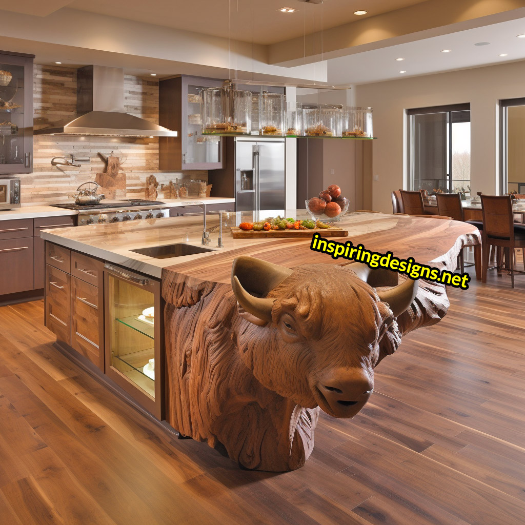 Wooden Kitchen Islands With Animal Designs