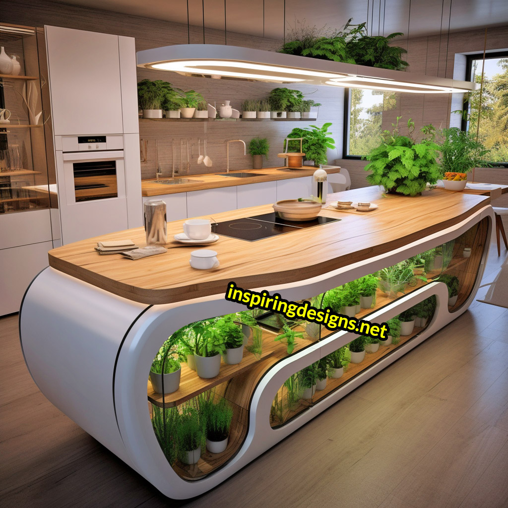 Kitchen Islands With Built-in Composters and Hydroponics Gardens