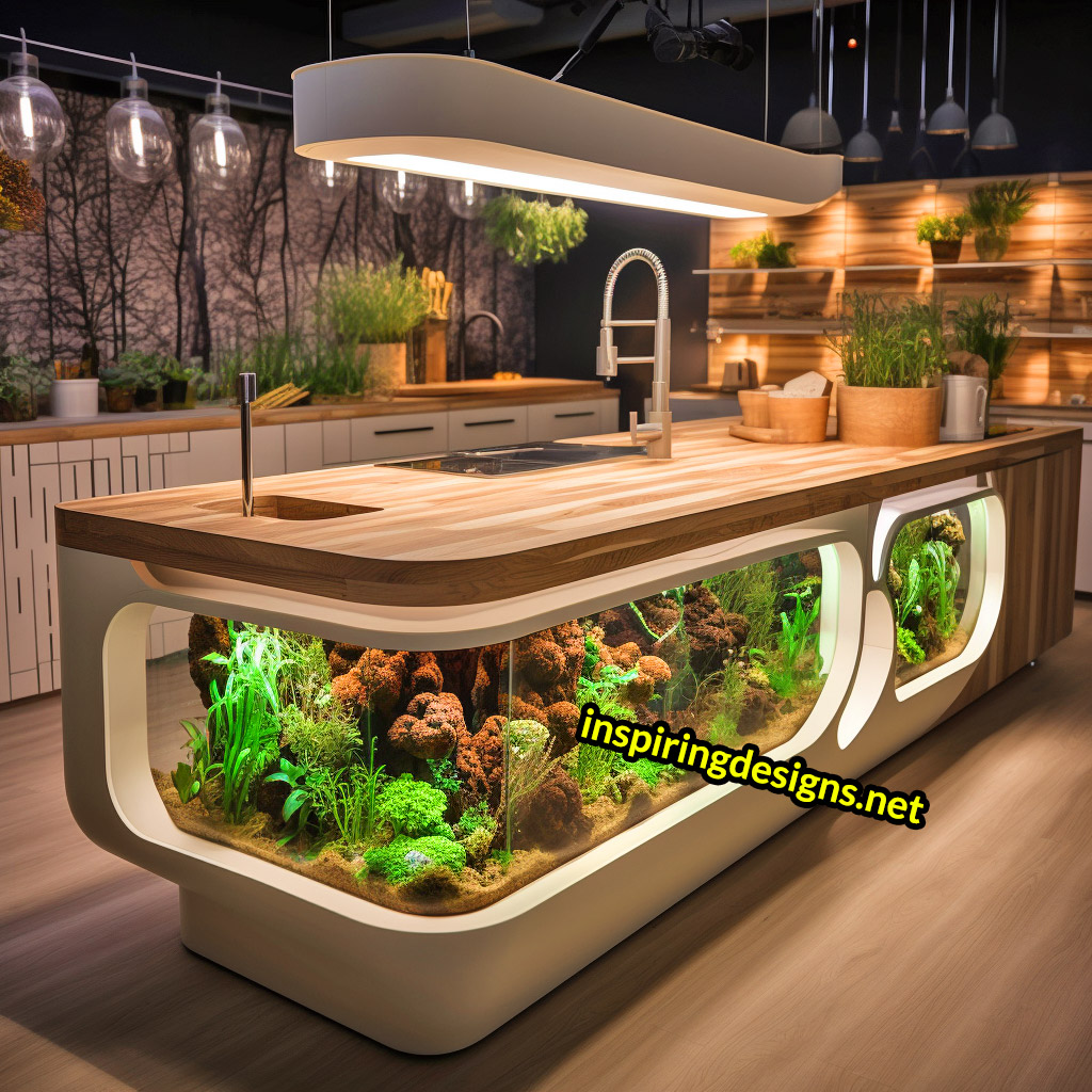 Kitchen Islands With Built-in Composters and Hydroponics Gardens