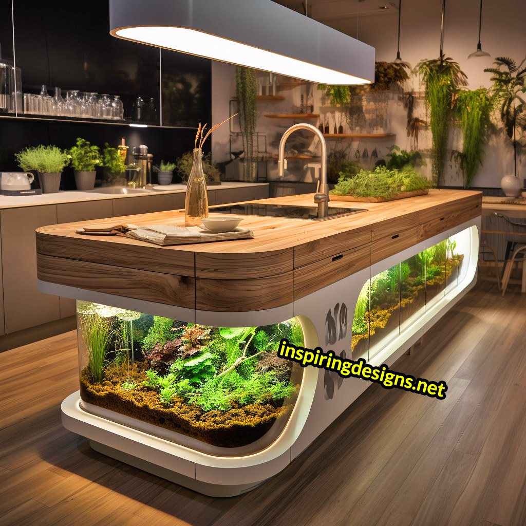 Kitchen Islands With Built-in Composters and Hydroponics Gardens