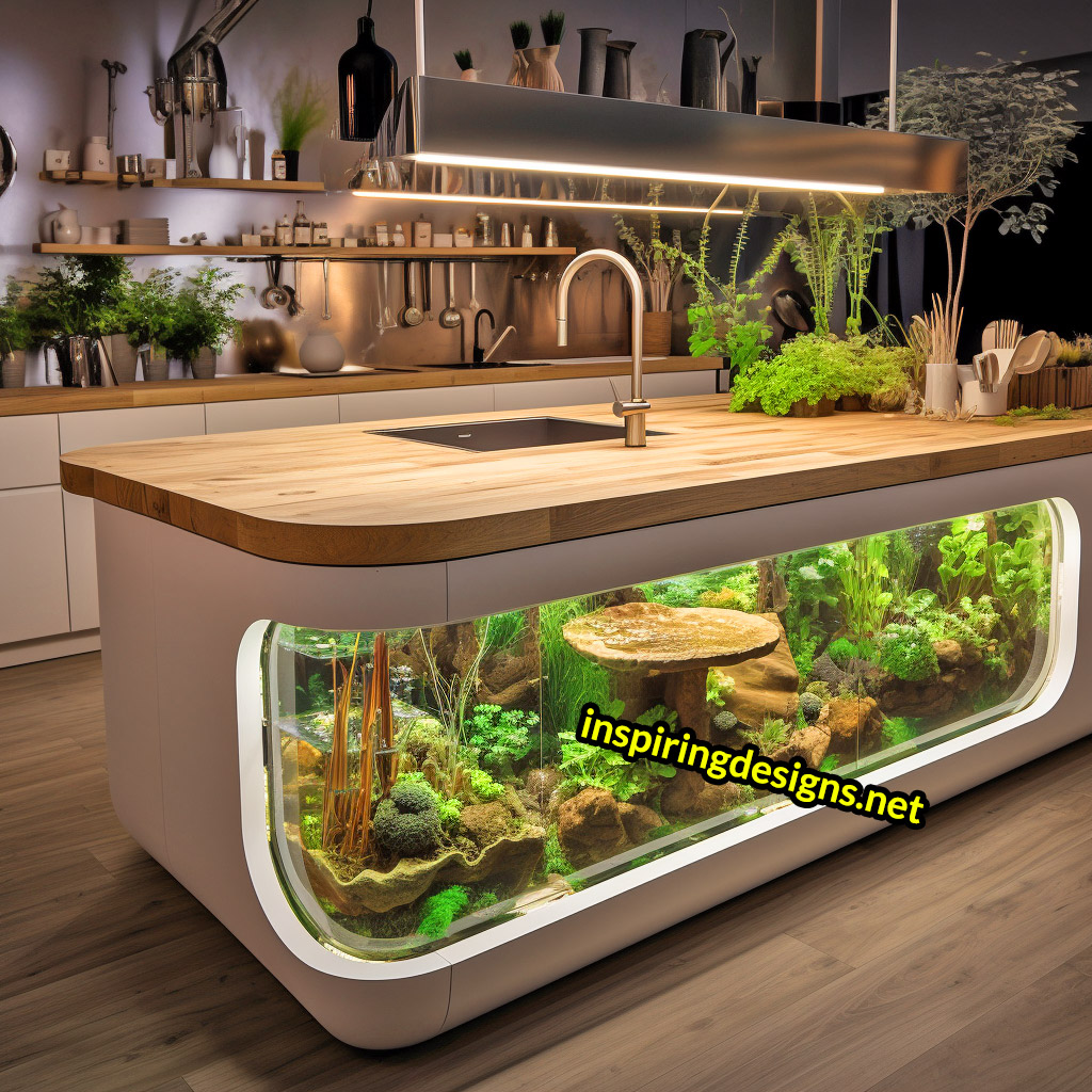 Kitchen Islands With Built-in Composters and Hydroponics Gardens