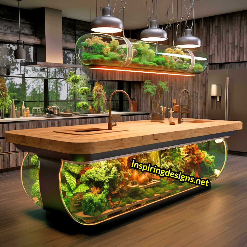 Kitchen Islands With Built-in Composters and Hydroponics Gardens