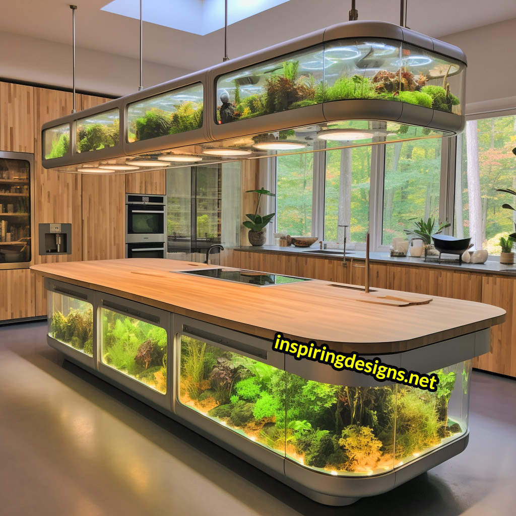 Kitchen Islands With Built-in Composters and Hydroponics Gardens