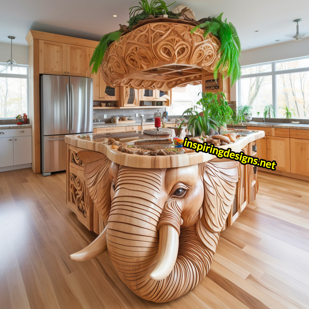 Wooden Kitchen Islands With Animal Designs